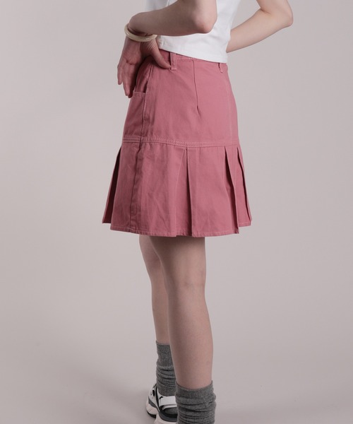 HOOK（フック）の「【HOOK】for girls　定番　無地ボックスプリーツミニスカート　デニム/コットン（スカート・レディース・ピンク/ブルー・S/M/L）」の7枚目の写真