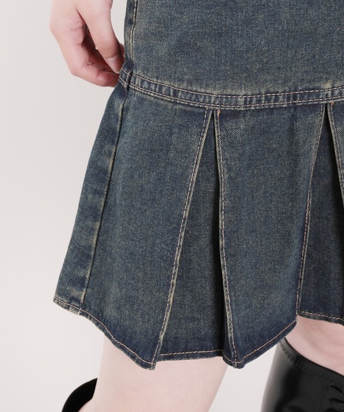 HOOK（フック）の「【HOOK】for girls　定番　無地ボックスプリーツミニスカート　デニム/コットン（スカート・レディース・ピンク/ブルー・S/M/L）」の4枚目の写真