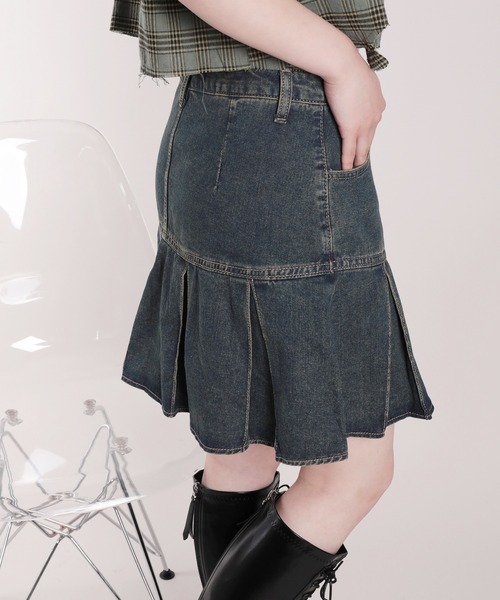 HOOK（フック）の「【HOOK】for girls　定番　無地ボックスプリーツミニスカート　デニム/コットン（スカート・レディース・ピンク/ブルー・S/M/L）」の16枚目の写真