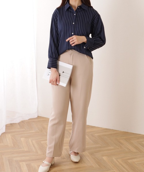 Lace Ladies（レースレディース）の「ピンストライプ柄 7分袖 前開き シフォン ブラウス（シャツ/ブラウス・レディース・ブルー/ホワイト・S/M/XL）」の4枚目の写真