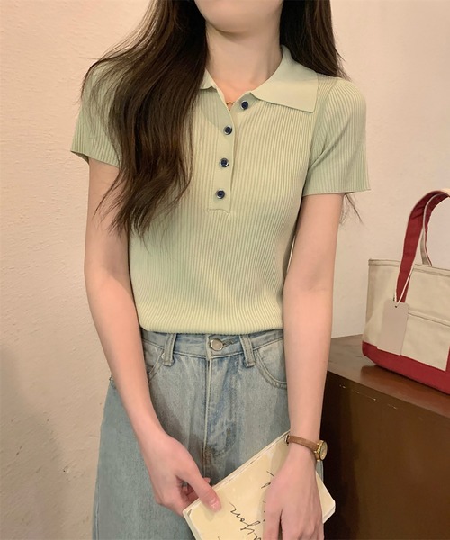 美品 セオリー 22SS ポロニット リブ ネイビー 半袖 ウォッシャブルシアーニット半袖ポロシャツ/AMERICAN HOLIC