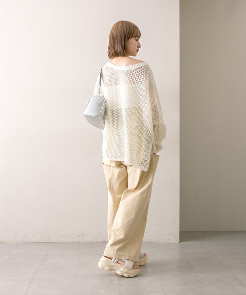 mline（エムライン）の「【3色展開】[mline]メッシュニット（ニット/セーター・レディース・オフホワイト/イエロー/ピンク・FREE）」の10枚目の写真