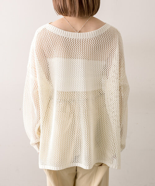 mline（エムライン）の「【3色展開】[mline]メッシュニット（ニット/セーター・レディース・オフホワイト/イエロー/ピンク・FREE）」の13枚目の写真