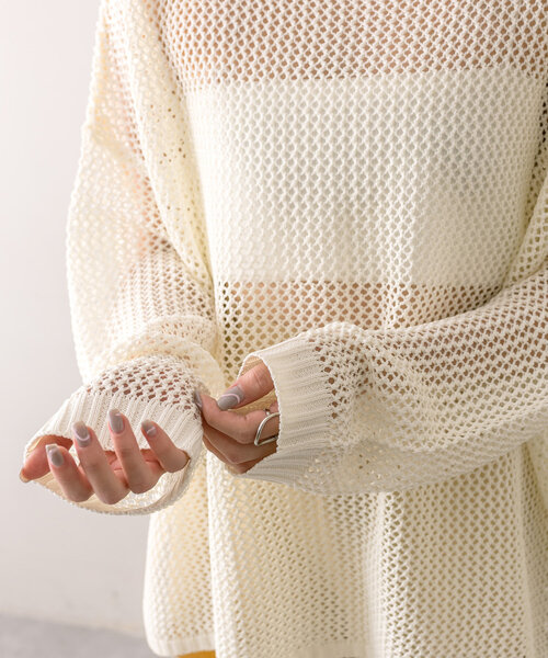 mline（エムライン）の「【3色展開】[mline]メッシュニット（ニット/セーター・レディース・オフホワイト/イエロー/ピンク・FREE）」の16枚目の写真