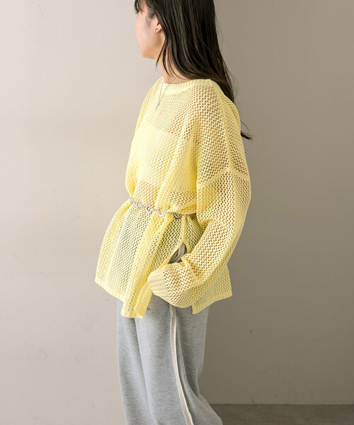 mline（エムライン）の「【3色展開】[mline]メッシュニット（ニット/セーター・レディース・オフホワイト/イエロー/ピンク・FREE）」の20枚目の写真