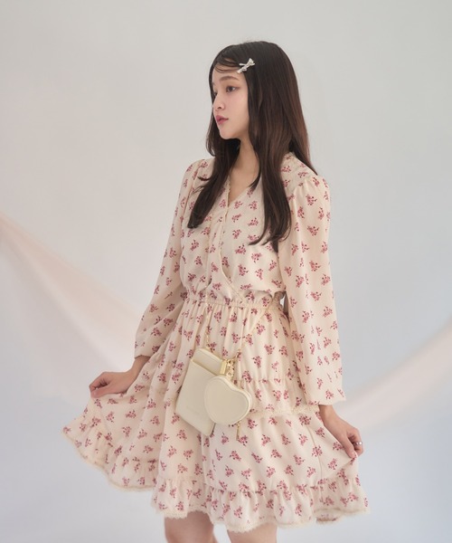 muguet（ミュゲ）の「【裏地付き】花柄シフォンミニワンピース  