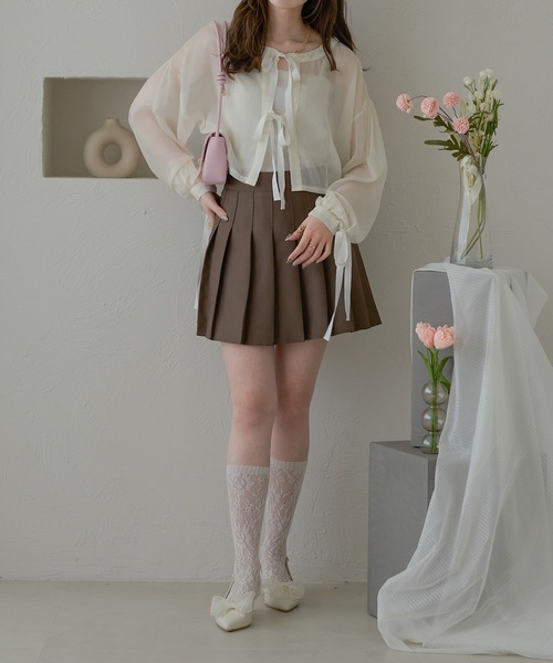 Ambre Neige(アンブルネージュ)の「ribbon sheer glitter blouse / リボンシアーラメブラウス(Tシャツ/カットソー・レディース・ライトグレー/ベージュ/アイボリー・FREE)」の7枚目の写真
