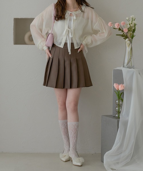 Ambre Neige(アンブルネージュ)の「ribbon sheer glitter blouse / リボンシアーラメブラウス(Tシャツ/カットソー・レディース・ライトグレー/ベージュ/アイボリー・FREE)」の8枚目の写真