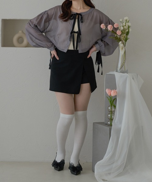 Ambre Neige(アンブルネージュ)の「ribbon sheer glitter blouse / リボンシアーラメブラウス(Tシャツ/カットソー・レディース・ライトグレー/ベージュ/アイボリー・FREE)」の12枚目の写真