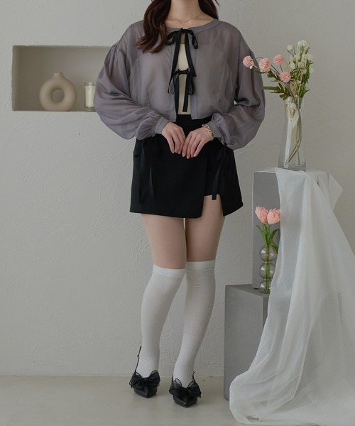 Ambre Neige(アンブルネージュ)の「ribbon sheer glitter blouse / リボンシアーラメブラウス(Tシャツ/カットソー・レディース・ライトグレー/ベージュ/アイボリー・FREE)」の16枚目の写真