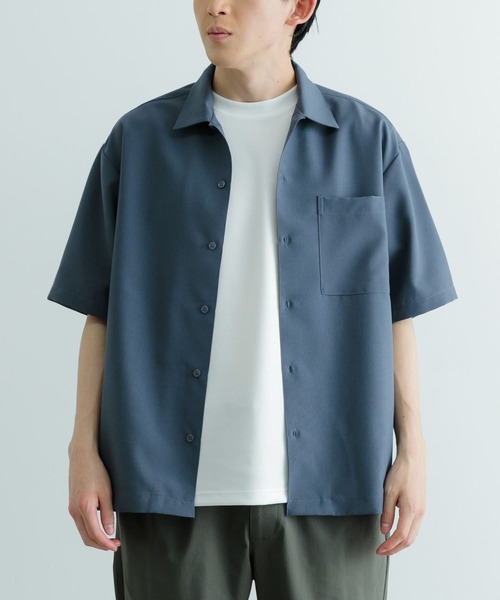 ITEMS URBANRESEARCH（アイテムズ アーバンリサーチ）の「『セットアップ対応』吸水速乾 ストレッチトロ 半袖シャツ（シャツ/ブラウス・メンズ・ライトベージュ/ブラック/ブルー・LARGE/MEDIUM）」の9枚目の写真