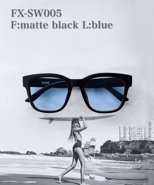 FLEX（フレックス）の「square wide 2 sunglasses / スクエア ワイド サングラス（サングラス・レディース・グレー/ブルー/ブラウン/ブラック系/ブラック×ホワイト・FREE）」の5枚目の写真