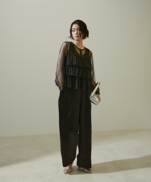 SALON adam et rope'(サロン アダム エ ロペ)の「【WEB限定】シアーチュールブラウス(シャツ/ブラウス・レディース・ブラック/オフホワイト・FREE)」の10枚目の写真
