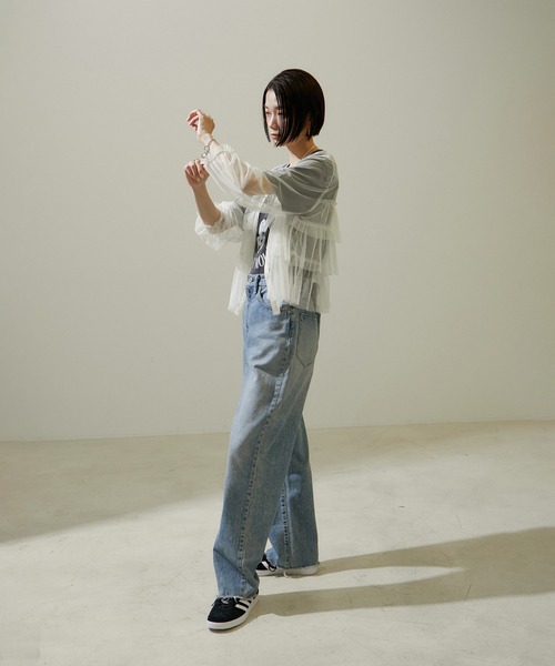 SALON adam et rope'(サロン アダム エ ロペ)の「【WEB限定】シアーチュールブラウス(シャツ/ブラウス・レディース・ブラック/オフホワイト・FREE)」の11枚目の写真