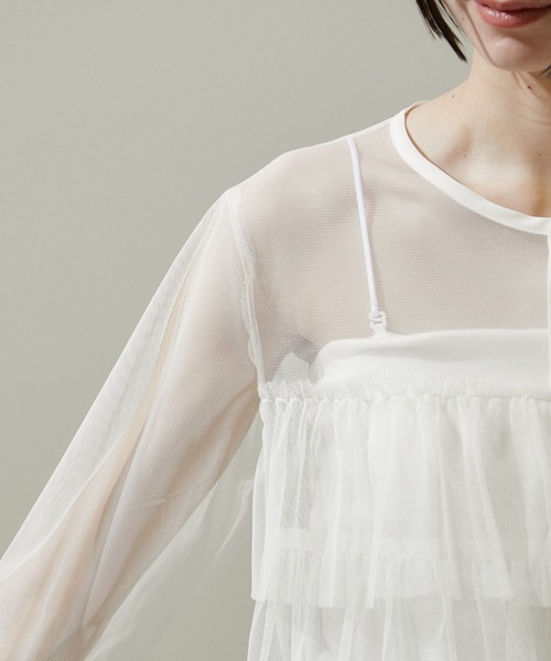 SALON adam et rope'(サロン アダム エ ロペ)の「【WEB限定】シアーチュールブラウス(シャツ/ブラウス・レディース・ブラック/オフホワイト・FREE)」の17枚目の写真