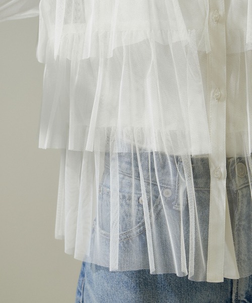 SALON adam et rope'(サロン アダム エ ロペ)の「【WEB限定】シアーチュールブラウス(シャツ/ブラウス・レディース・ブラック/オフホワイト・FREE)」の15枚目の写真