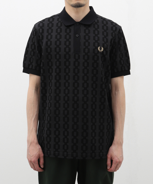 セール】FRED PERRY (フレッド ペリー) CABLE PRINT FP POLO SHIRT