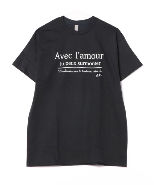 Q（キュー）の「AvecロゴT（Tシャツ/カットソー・レディース・ラベンダー/ブラック/ホワイト・MEDIUM）」の6枚目の写真