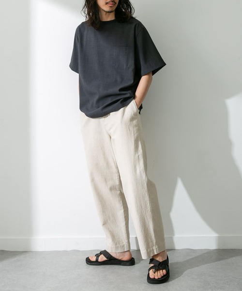 URBAN RESEARCH Sonny Label(アーバンリサーチサニーレーベル)の「リネンタッチ布帛ショートスリーブTシャツ(Tシャツ/カットソー・メンズ・スミクロ/ブラウン/ライトグレー/オレンジ・LARGE/MEDIUM)」の5枚目の写真