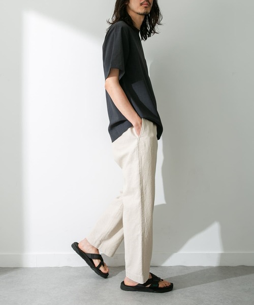 URBAN RESEARCH Sonny Label(アーバンリサーチサニーレーベル)の「リネンタッチ布帛ショートスリーブTシャツ(Tシャツ/カットソー・メンズ・スミクロ/ブラウン/ライトグレー/オレンジ・LARGE/MEDIUM)」の6枚目の写真