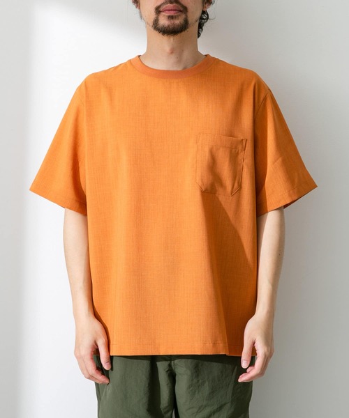 URBAN RESEARCH Sonny Label(アーバンリサーチサニーレーベル)の「リネンタッチ布帛ショートスリーブTシャツ(Tシャツ/カットソー・メンズ・スミクロ/ブラウン/ライトグレー/オレンジ・LARGE/MEDIUM)」の9枚目の写真