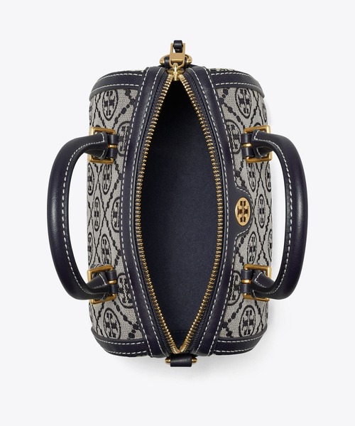 トリーバーチ ショルダーバッグ Tモノグラム ジャカード ミニ バレル TORY BURCH（トリーバーチ）の「Tモノグラム ジャカード ミニ バレル