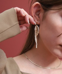 パールメタルミックスリボンイヤリング