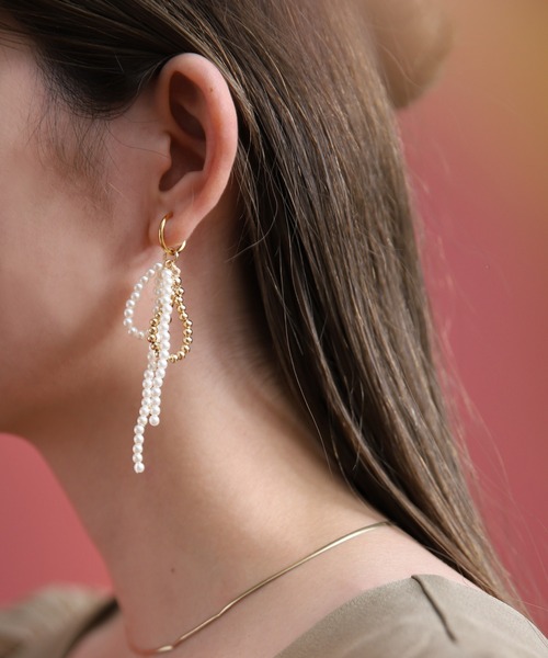 select MOCA（セレクトモカ）の「パールメタルミックスリボンイヤリング（イヤリング・レディース・シルバー/ゴールド・FREE）」の5枚目の写真