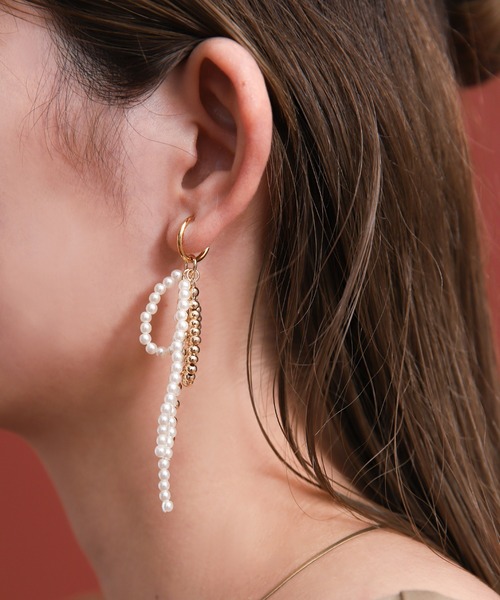 select MOCA（セレクトモカ）の「パールメタルミックスリボンイヤリング（イヤリング・レディース・シルバー/ゴールド・FREE）」の11枚目の写真