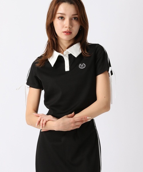 FOREVER 21(フォーエバー トゥエンティーワン)の「【2024SS】トラックポロシャツ(ポロシャツ・レディース・ブラック/ライトブルー・SMALL/MEDIUM)」の2枚目の写真