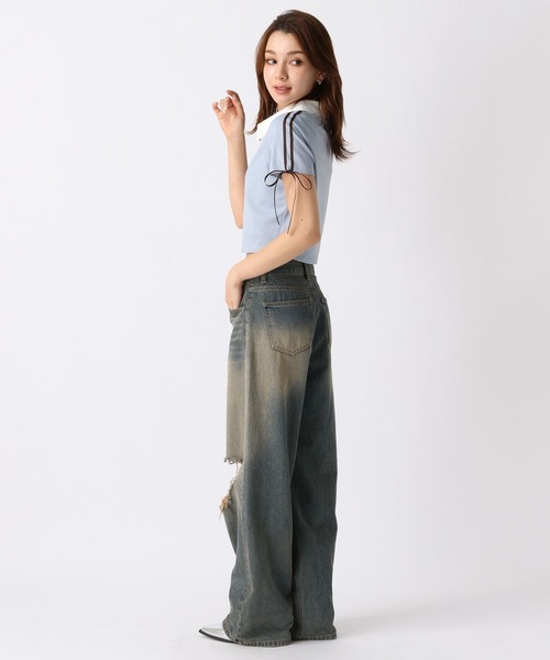 FOREVER 21(フォーエバー トゥエンティーワン)の「【2024SS】トラックポロシャツ(ポロシャツ・レディース・ブラック/ライトブルー・SMALL/MEDIUM)」の8枚目の写真