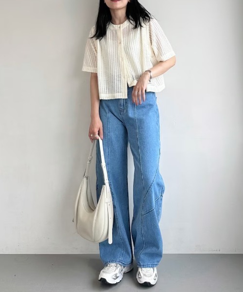 Formeque（フォルミーク）の「【Formeque】3wayメッシュカーディガン（カーディガン/ボレロ・レディース・アイボリー/ブラック/ライトブルー・FREE）」の8枚目の写真