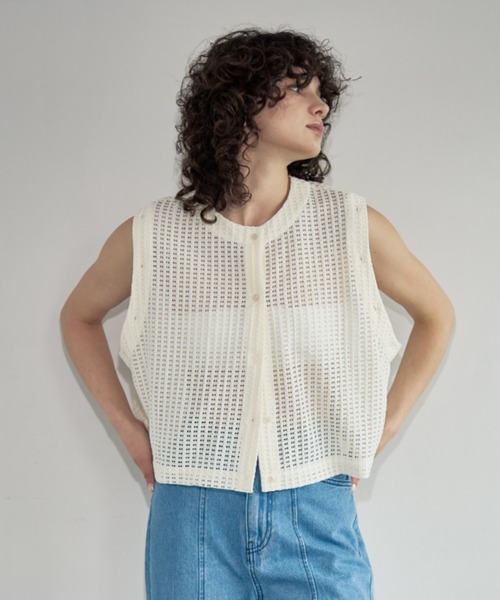 Formeque（フォルミーク）の「【Formeque】3wayメッシュカーディガン（カーディガン/ボレロ・レディース・アイボリー/ブラック/ライトブルー・FREE）」の4枚目の写真