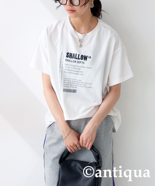 antiqua（アンティカ）の「ロゴTシャツ（Tシャツ/カットソー・レディース・ブラック/ホワイト・ONESIZE）」の12枚目の写真