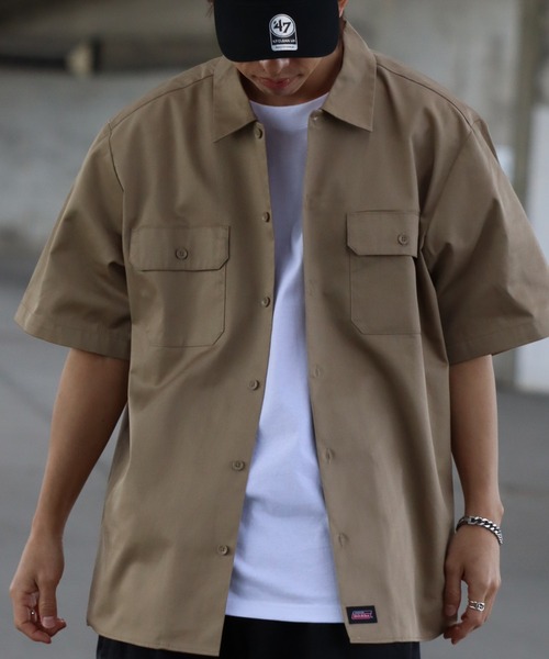 Dickies（ディッキーズ）の「【GENUINE DICKIES/ジェニュインディッキーズ】ツイル 半袖 ワークシャツ（シャツ/ブラウス・メンズ・チャコールグレー/ブラック/ベージュ/カーキ・XL/L/M）」の9枚目の写真