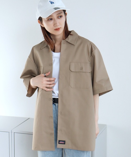 Dickies（ディッキーズ）の「【GENUINE DICKIES/ジェニュインディッキーズ】ツイル 半袖 ワークシャツ（シャツ/ブラウス・メンズ・チャコールグレー/ブラック/ベージュ/カーキ・XL/L/M）」の14枚目の写真