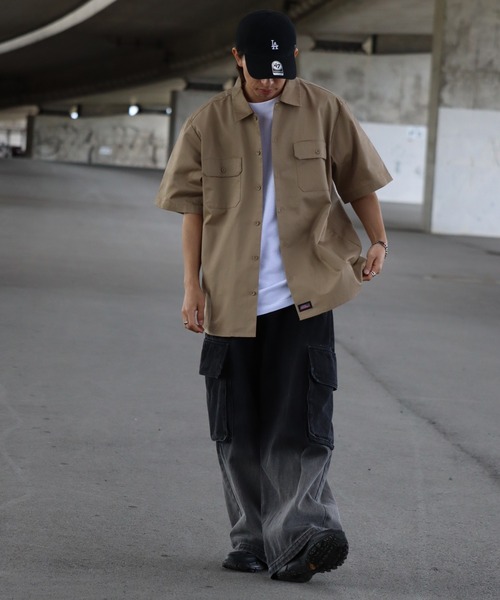 Dickies（ディッキーズ）の「【GENUINE DICKIES/ジェニュインディッキーズ】ツイル 半袖 ワークシャツ（シャツ/ブラウス・メンズ・チャコールグレー/ブラック/ベージュ/カーキ・XL/L/M）」の13枚目の写真