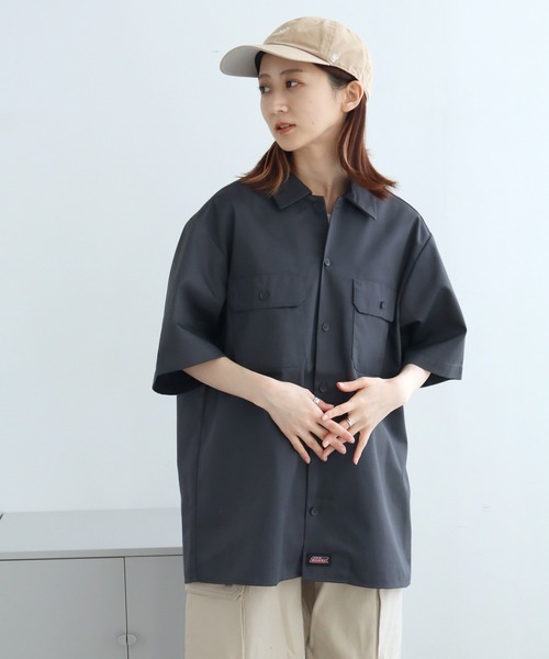 Dickies（ディッキーズ）の「【GENUINE DICKIES/ジェニュインディッキーズ】ツイル 半袖 ワークシャツ（シャツ/ブラウス・メンズ・チャコールグレー/ブラック/ベージュ/カーキ・XL/L/M）」の16枚目の写真