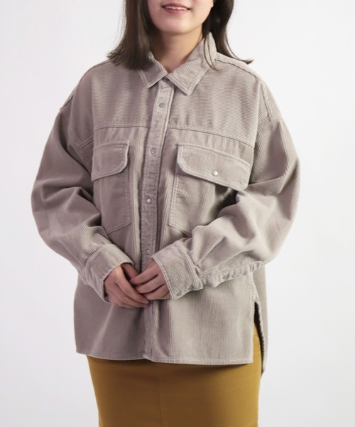 D.M.G.（ドミンゴ）の「[D.M.G. / ディーエムジー] 8Wコーデュロイ ワークシャツジャケット（その他アウター・レディース・ブラック/ベージュ/ライトグレー・2/3）」の3枚目の写真