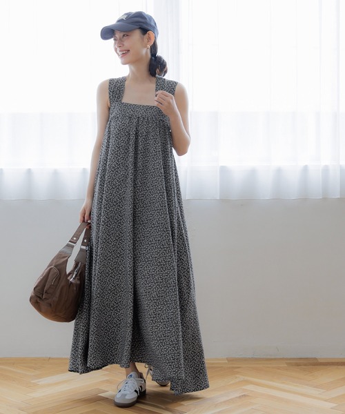 coca（coca）（コカ）の「ショルダーリボン花柄フレアワンピース
