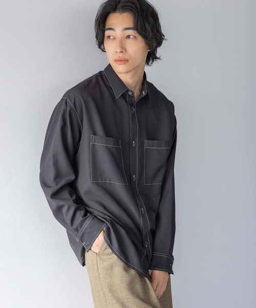 LOWRYS FARM（ローリーズファーム）の「トップステッチシャツＬＳ　144160（シャツ/ブラウス・メンズ・ブラウン/ブラック・MEDIUM/LARGE）」の2枚目の写真