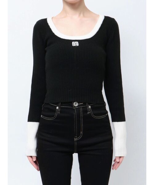 GYDA(ジェイダ)の「GYGYバイカラーニットトップス(ニット/セーター・レディース・ブラック/アイボリー/ピンク・FREE)」の14枚目の写真