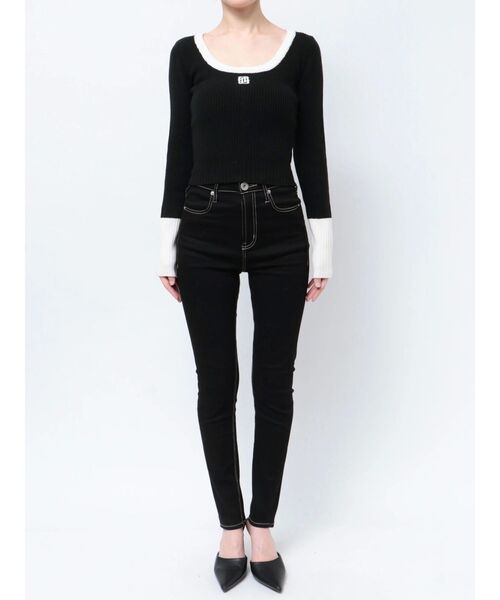 GYDA(ジェイダ)の「GYGYバイカラーニットトップス(ニット/セーター・レディース・ブラック/アイボリー/ピンク・FREE)」の7枚目の写真