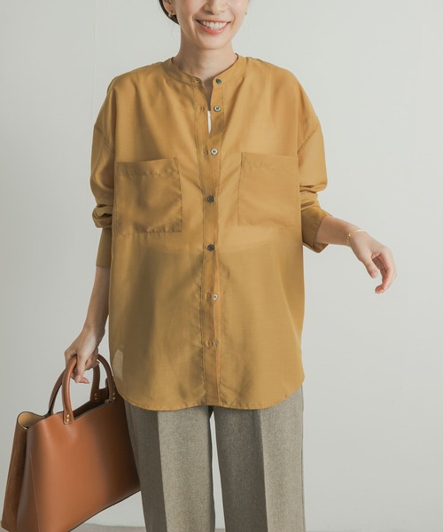 URBAN RESEARCH DOORS（アーバンリサーチドアーズ）の「シアーバンドカラーシャツ（シャツ/ブラウス・レディース・グレー/マスタード/ネイビー・MEDIUM）」の14枚目の写真