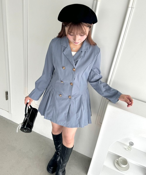 セール】サイドプリーツジャケットワンピース（ワンピース）｜Loueme