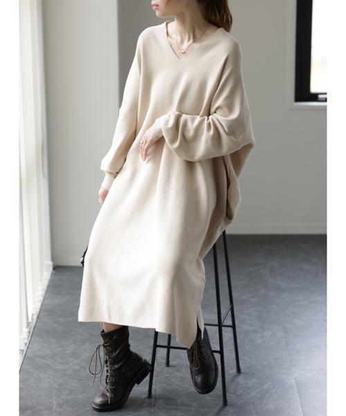 HUG.U（ハグユー）の「「コクーン型ワンピ」ニット（ワンピース・レディース・モカ/ブラック/ライトベージュ/スカイブルー/ペールイエロー/オレンジ・FREE）」の20枚目の写真