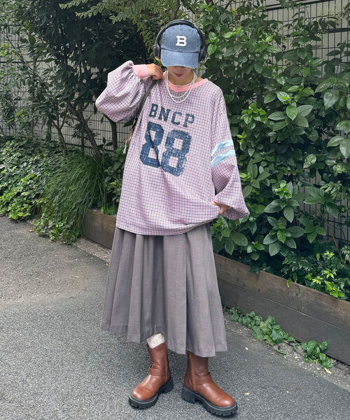 CIAOPANIC（チャオパニック）の「サイドラインプリーツミドルスカート（スカート・レディース・グレー/ネイビー・ONE SIZE）」の7枚目の写真