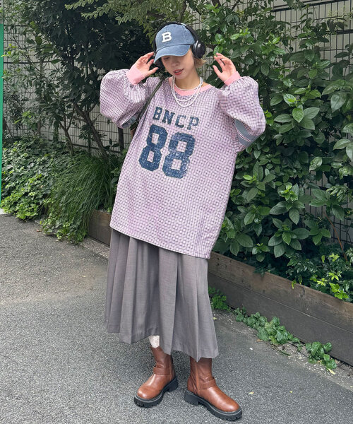 CIAOPANIC（チャオパニック）の「サイドラインプリーツミドルスカート（スカート・レディース・グレー/ネイビー・ONE SIZE）」の8枚目の写真