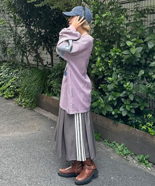 CIAOPANIC（チャオパニック）の「サイドラインプリーツミドルスカート（スカート・レディース・グレー/ネイビー・ONE SIZE）」の9枚目の写真