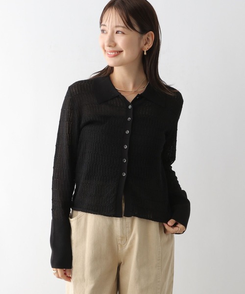 LEPSIM（レプシィム）の「12ゲージ透かしポロプルオーバー　131268（ニット/セーター・レディース・グレイッシュベージュ/ブラック・FREE）」の3枚目の写真